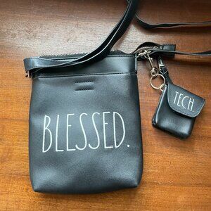 Rae Dunn “BLESSED” Black Crossbody Bag with Detachable TECH Pouch